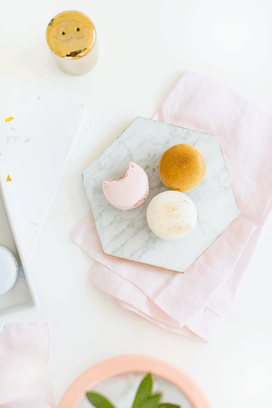 DIY gilded marble hexagon serving boards for under $5 | sugar & cloth