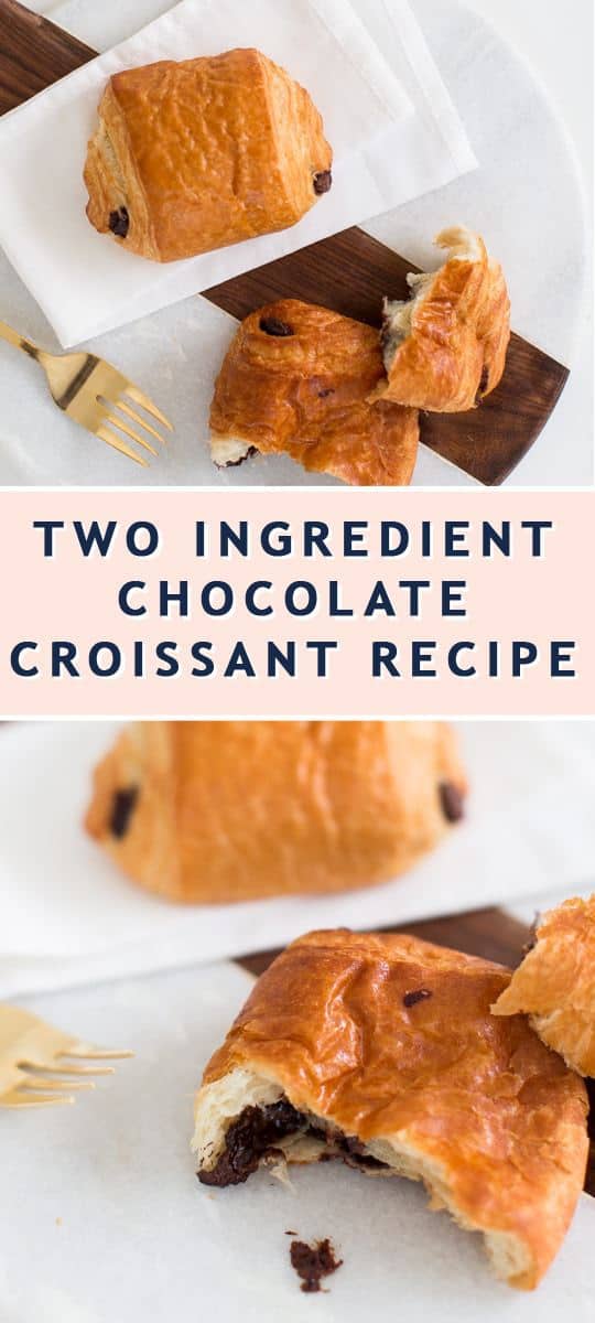 photo of the recipe card on how to make easy chocolate croissants by top Houston lifestyle blogger Ashley Rose of Sugar & Cloth