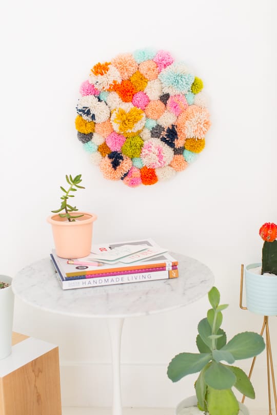 How to Make a Pom Pom Flower Wall Hanging