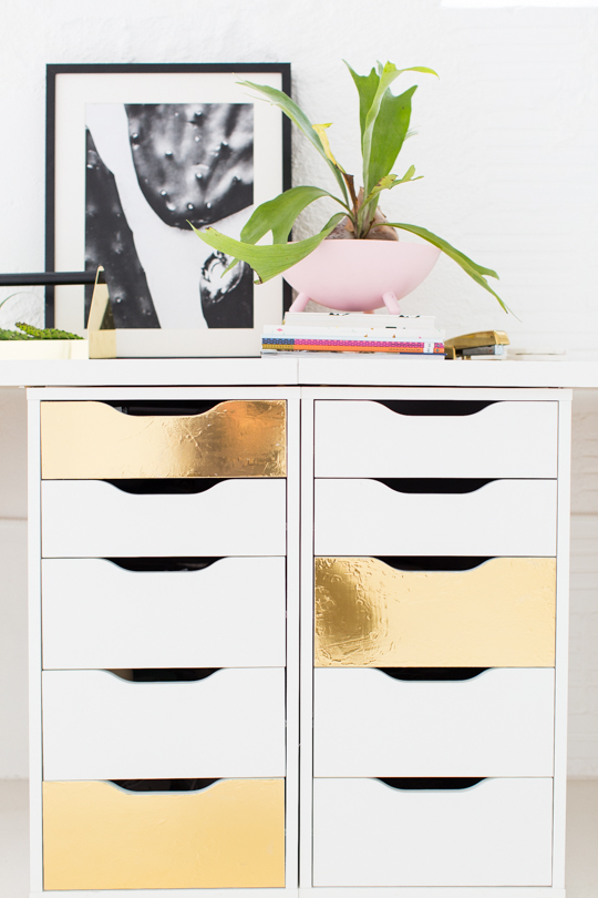 DIY Faux Brass Drawer Fronts