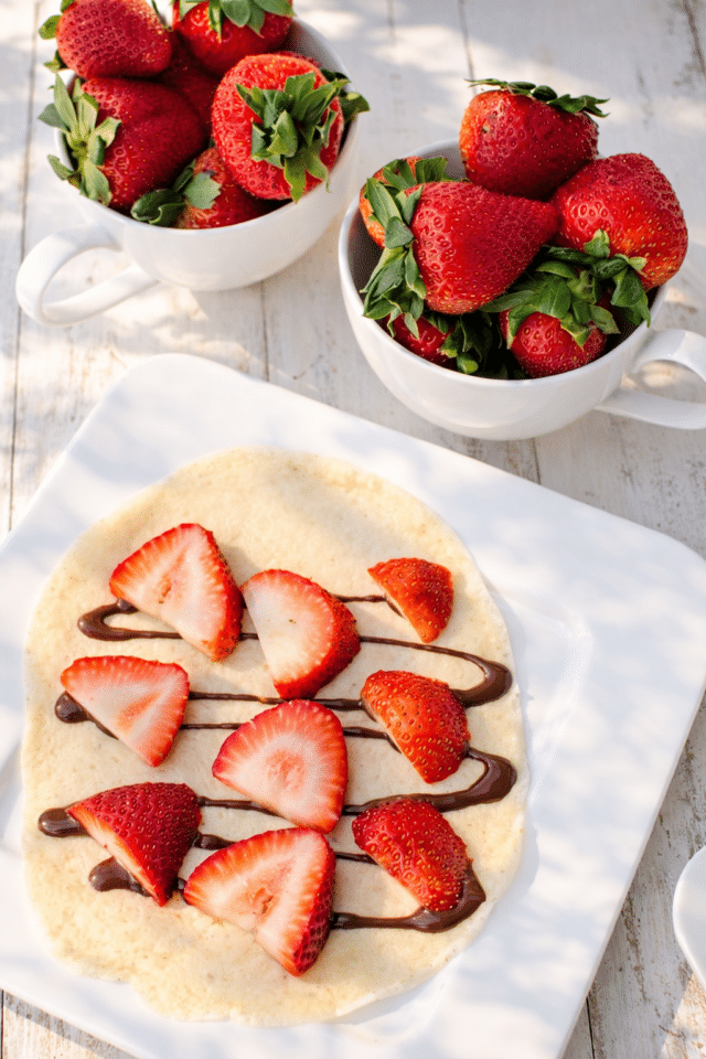 Chocolate and Strawberry Almond Crepes