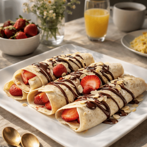 Chocolate and Strawberry Crepes