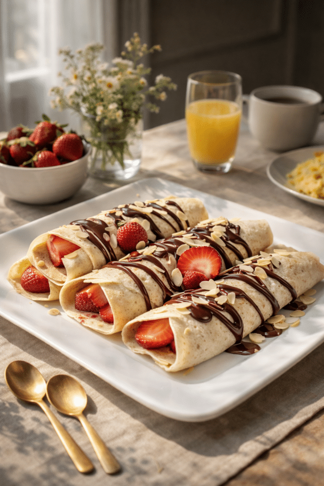 Chocolate and Strawberry Crepes