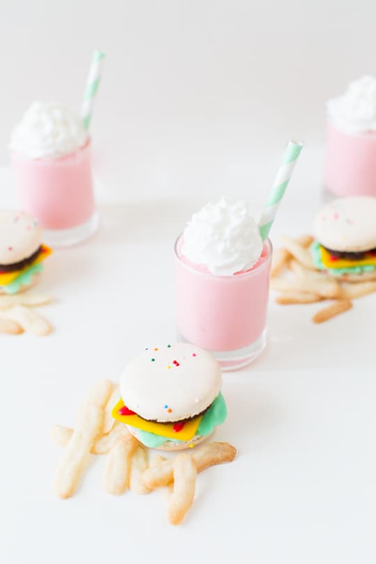 DIY mini cheeseburger and french fries with a mini milkshake to top it off! | sugar & cloth