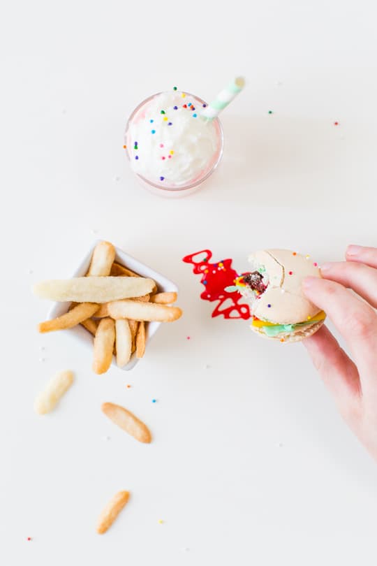 DIY mini cheeseburger and french fries with a mini milkshake to top it off! | sugar & cloth