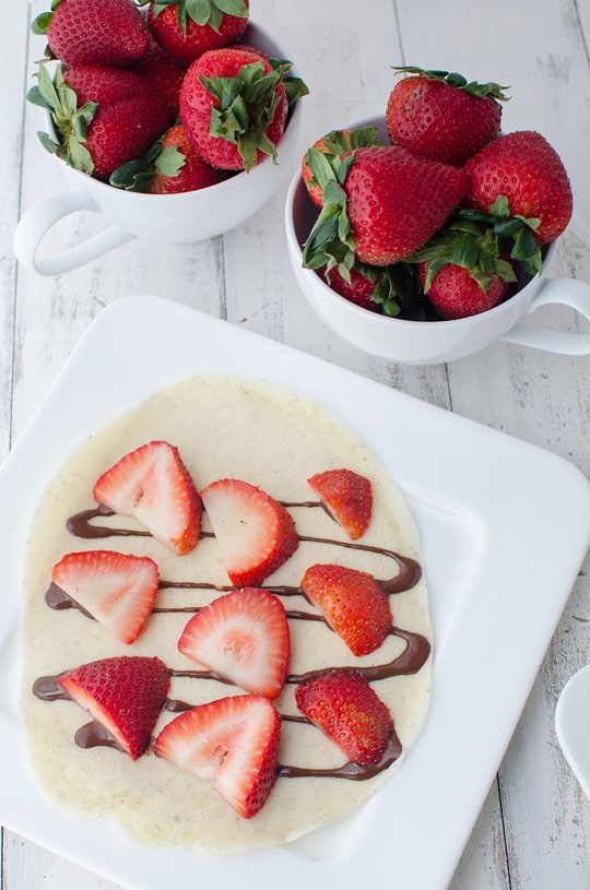 Strawberry almond crepes & chocolate sauce recipe | sugar & cloth