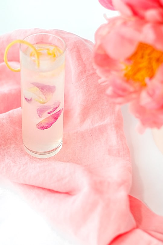 Spring fling cocktail recipe with peony ice cubes | sugar & cloth