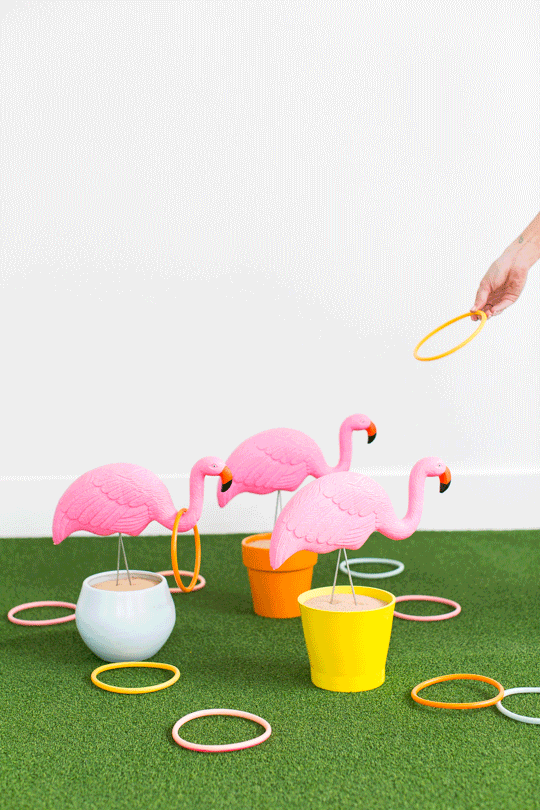 DIY Flamingo Ring Toss Yard Game for the best yard games