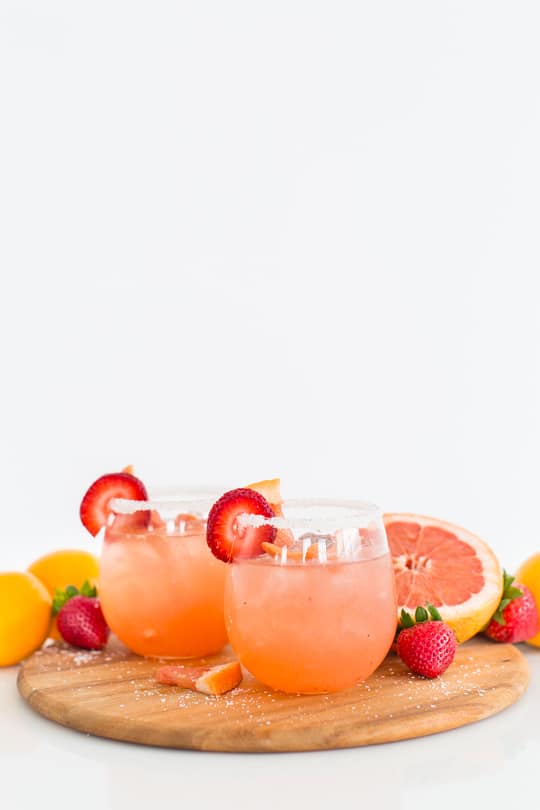 strawberry grapefruit salty dog recipe - sugar & cloth