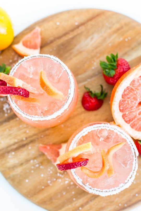 strawberry grapefruit salty dog recipe - sugar & cloth