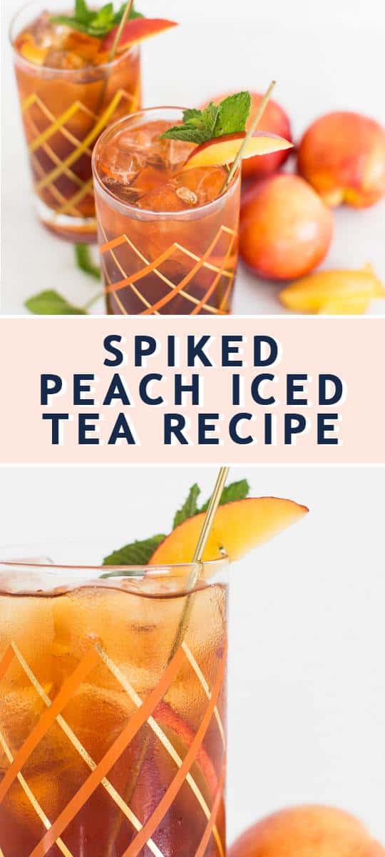 photo of how to make a Spiked Peach Iced Tea Cocktail by top Houston lifestyle blogger Ashley Rose of Sugar & Cloth 