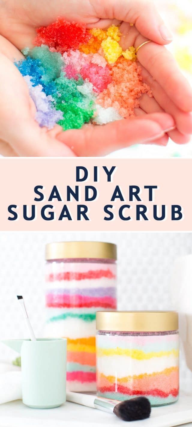photo of the tutorial card on how to make DIY Sand Art Sugar Scrub by top Houston lifestyle blogger Ashley Rose of Sugar & Cloth