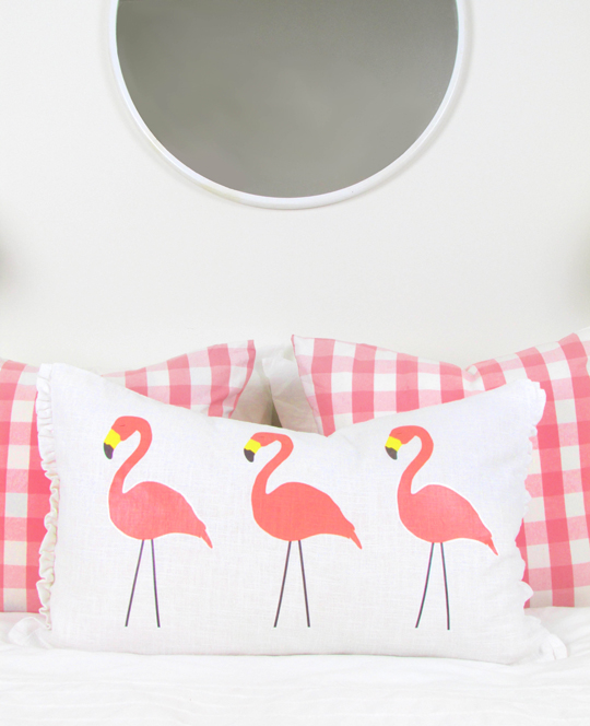  DIY no-sew flamingo lumbar pillow - Sugar & Cloth