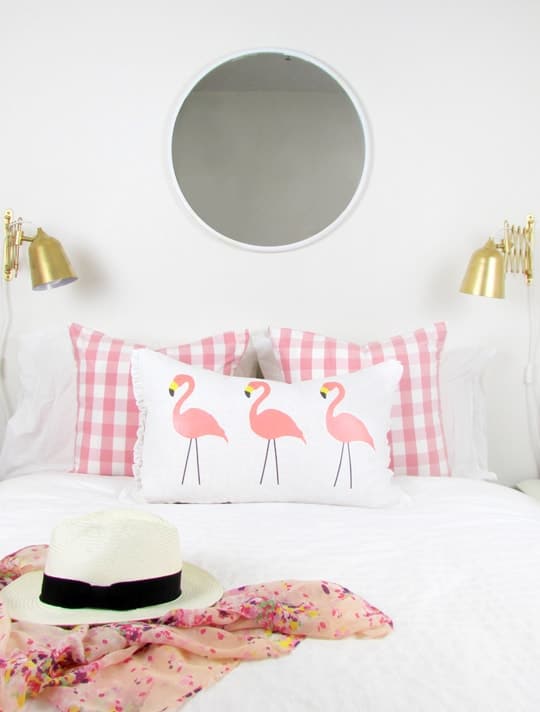 DIY no-sew flamingo lumbar pillow - Sugar & Cloth