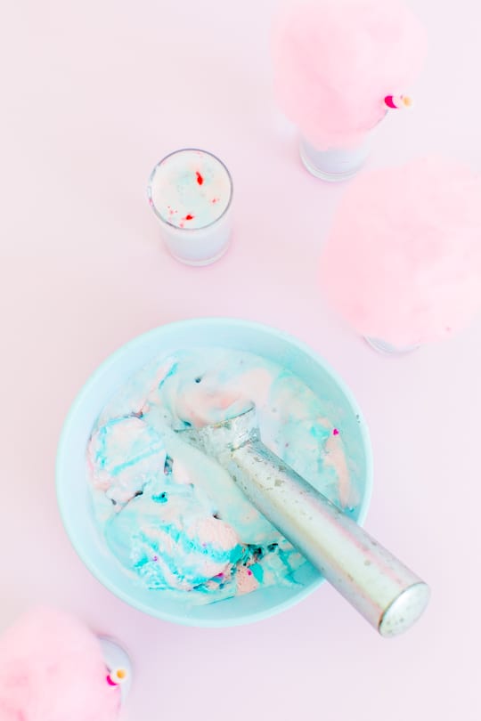 cotton candy ice cream shots - Sugar & Cloth