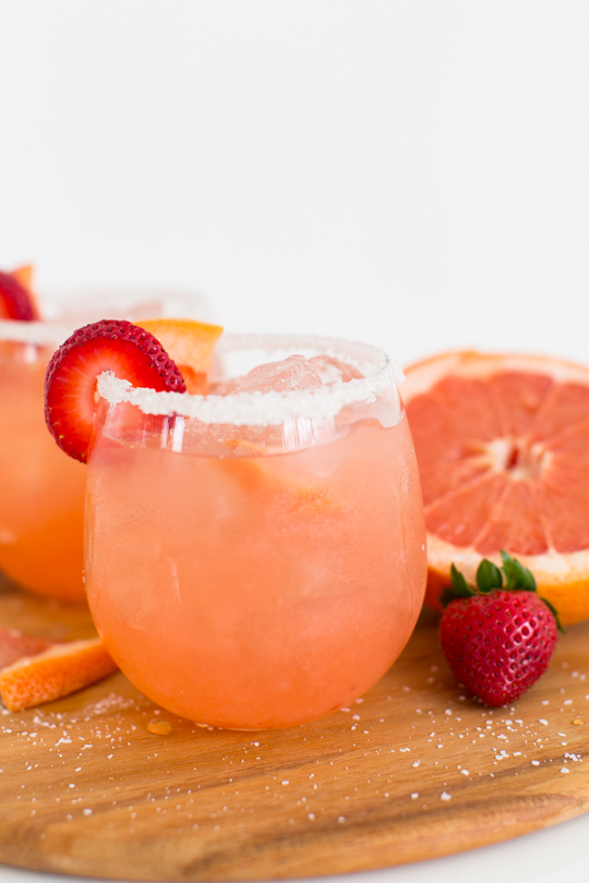 photo of the recipe card on how to make a Strawberry Grapefruit Salty Dog cocktail by top Houston lifestyle blogger Ashley Rose of Sugar & Cloth