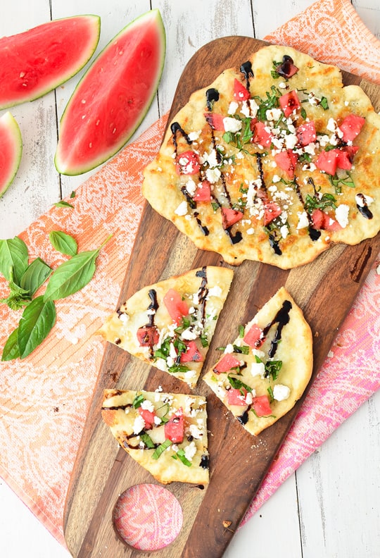 watermelon feta flatbread recipe! - sugar & cloth