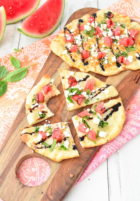 watermelon feta flatbread recipe! - sugar & cloth