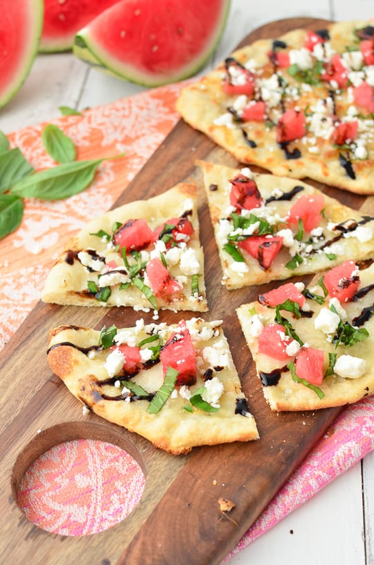 watermelon feta flatbread recipe! - sugar & cloth