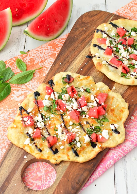 watermelon feta flatbread recipe! - sugar & cloth