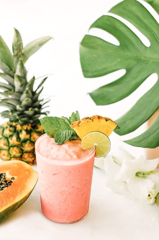 Boozy Smoothie Watermelon Papaya Rum Smoothie Recipe Sugar Cloth