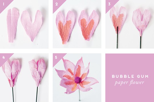 DIY paper flower cake topper - bubble gum flower - Sugar & Cloth