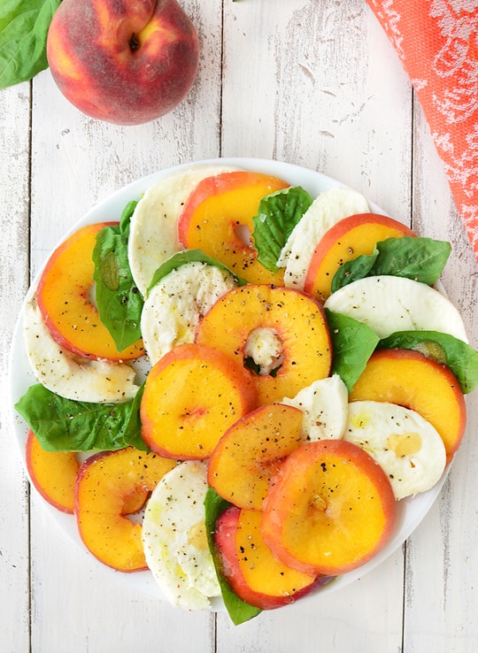 Peach Caprese Salad Recipe - Sugar & Cloth