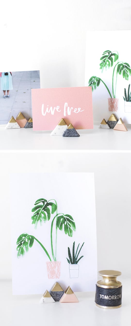 photo holders - DIY mini mountain photo or card holders - sugar and cloth