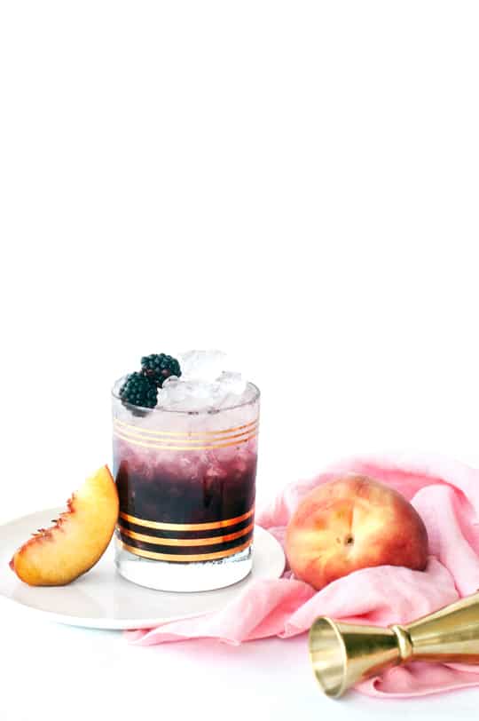 Peach and Blackberry Bramble Cocktail Recipe - Sugar and Cloth