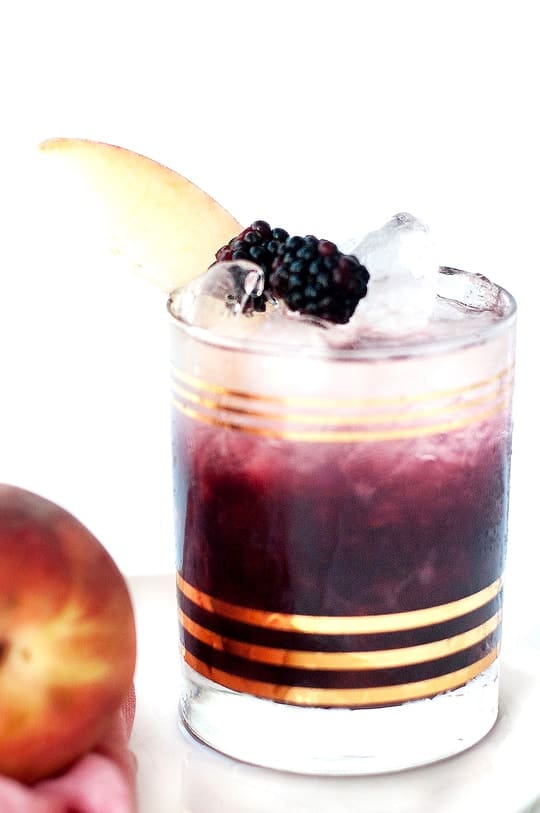 Peach and Blackberry Bramble Cocktail Recipe - Sugar and Cloth