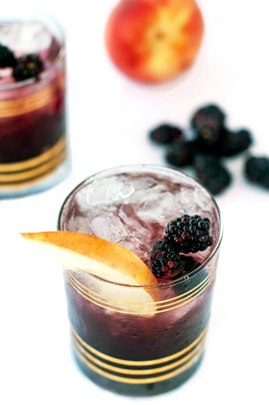 Peach and Blackberry Bramble Cocktail Recipe - Sugar and Cloth