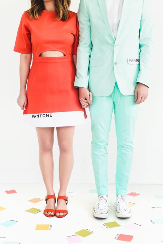 Man and Woman in DIY Couples costume: Pantone colors