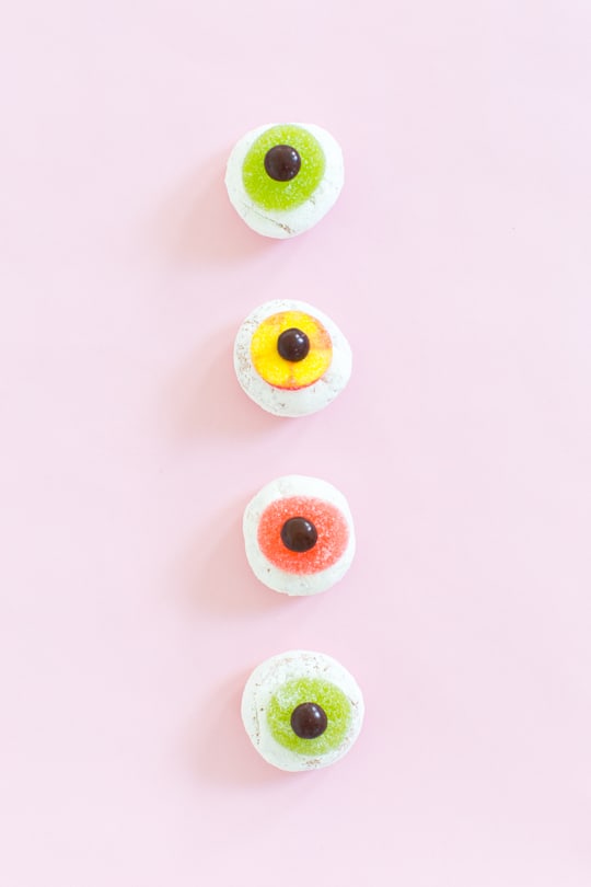 Halloween Desserts: DIY Mini Monster Eyeball Donuts - Sugar & Cloth