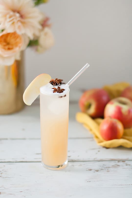 Apple Brandy Allspice Fizz Cocktail Recipe - sugar and cloth - entraining cocktails by Houston Blogger Ashley Rose #cocktail #drink #fizz #apple #brandy #allspice #applebandy #holiday #recipe