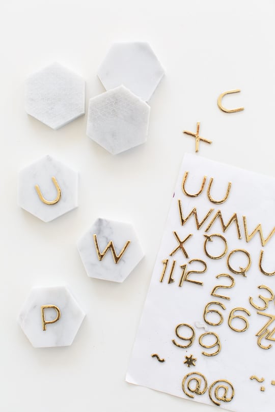 DIY Marble Hexagon Place Cards-5