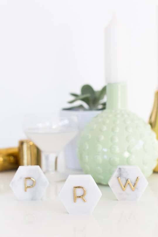 DIY Marble Hexagon Place Cards-6