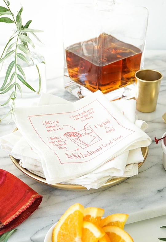 DIY recipe cocktail napkins - sugar & cloth