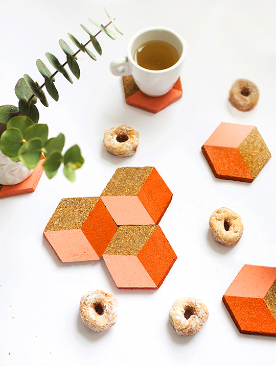 Geometric DIY Cork Coasters