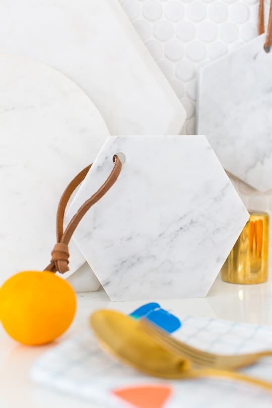 DIY hanging marble serving board - sugar & cloth