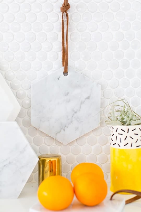 DIY hanging marble serving board - sugar & cloth