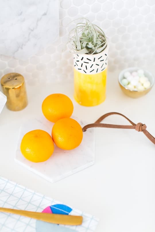 DIY hanging marble serving board - sugar & cloth