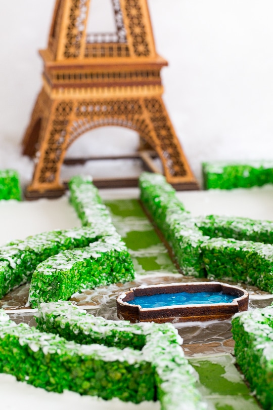 eiffel tower gingerbread house - paper flour ink - sugar and cloth