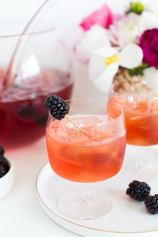 blackberry champagne punch recipe - sugar and cloth