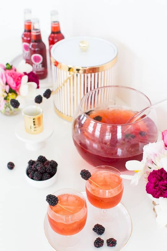 blackberry champagne punch recipe - sugar and cloth