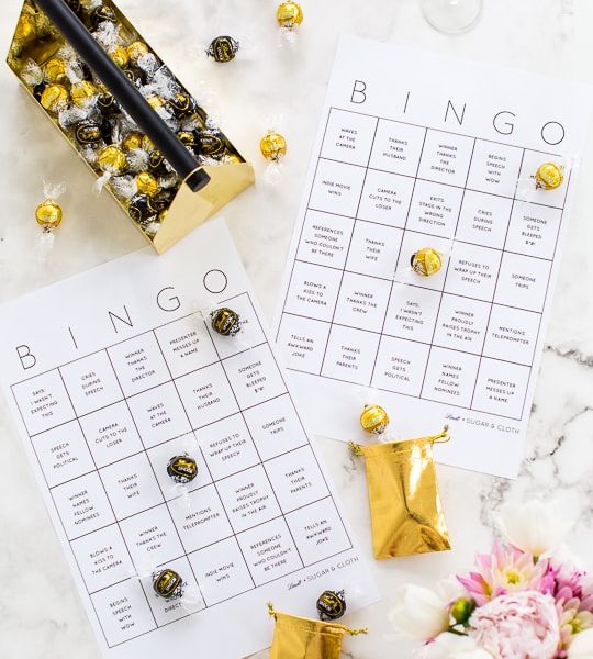 DIY truffle bingo printable template - blank bingo - golden globes bingo - sugar and cloth