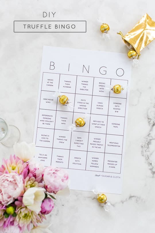 DIY truffle bingo printable template - blank bingo - golden globes bingo - sugar and cloth
