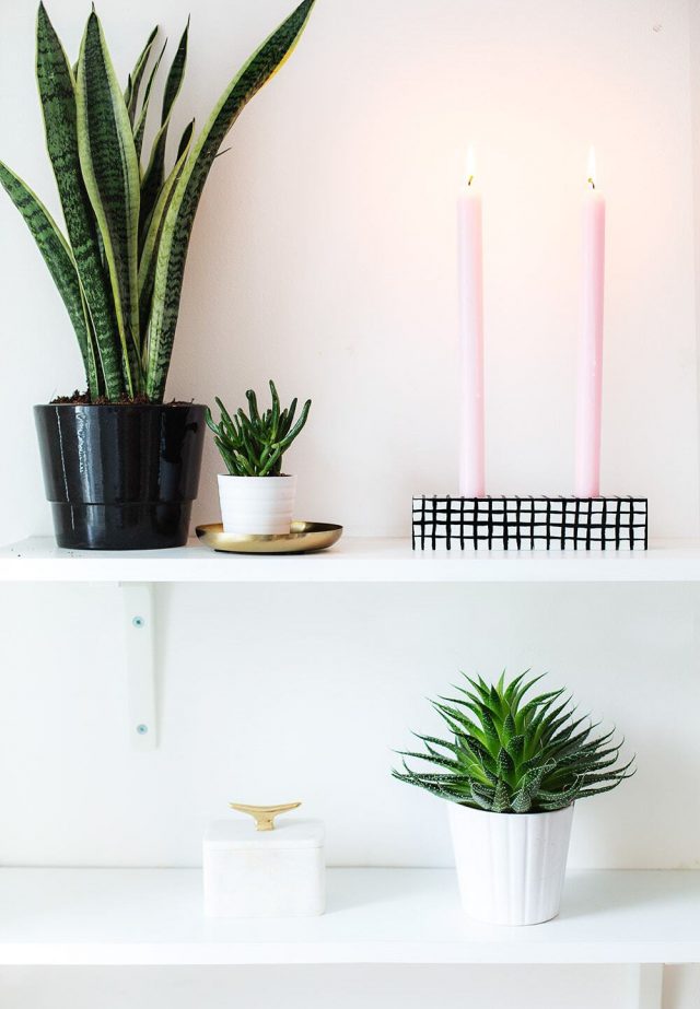 candle on a shelve - diy tall candle holders 