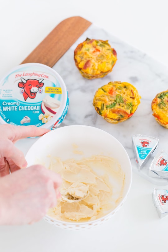 how to make breakfast egg muffins with Laughing Cow Cheese