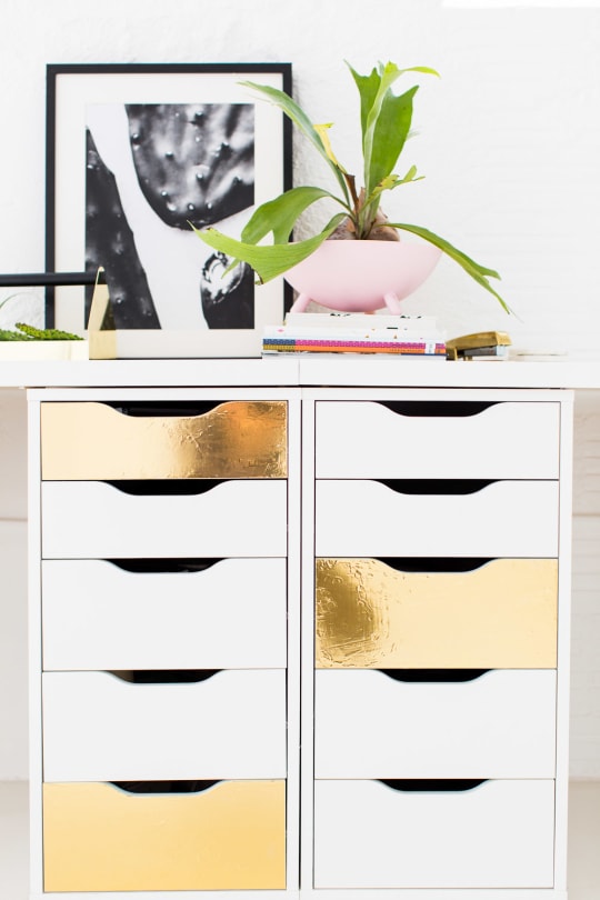 Ikea Alex Hack with Faux Brass Drawer Fronts