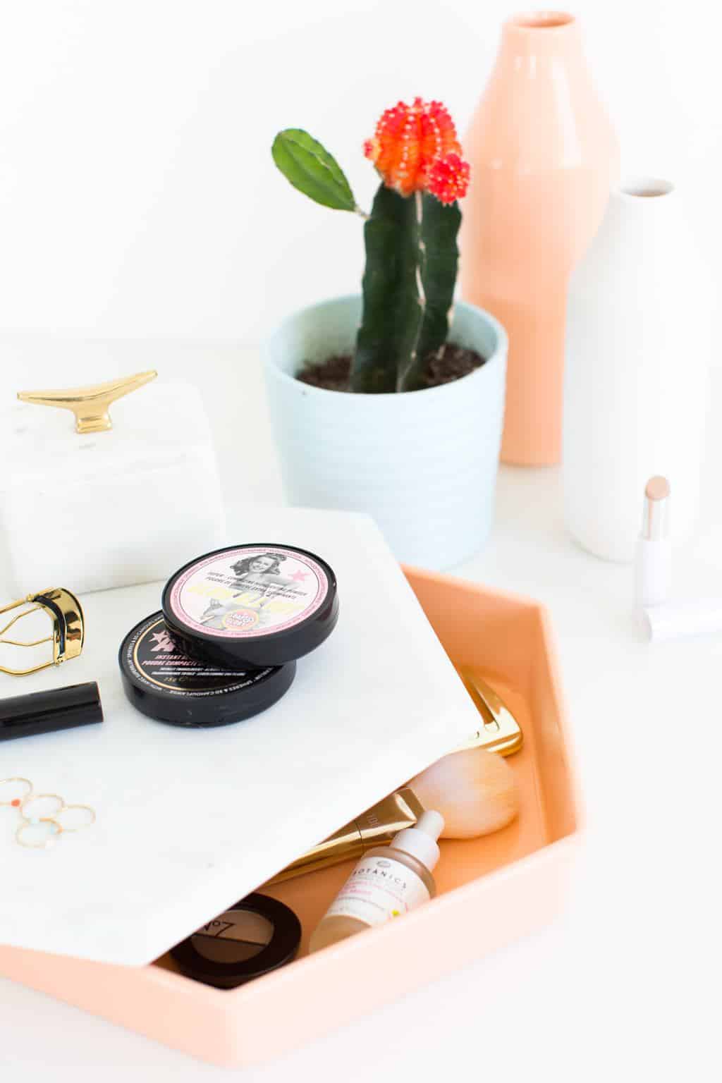 DIY Storage vanity tray - sugar and cloth